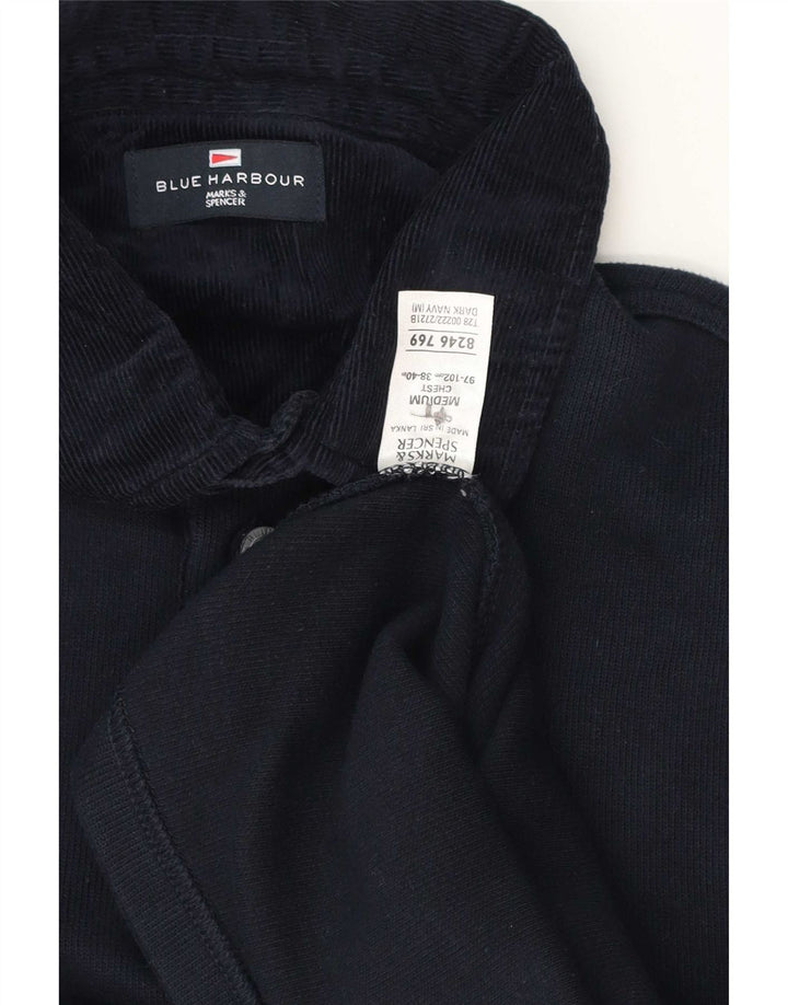 Marks & Spencer Polo de manga larga azul Harbor para hombre de algodón azul marino medio