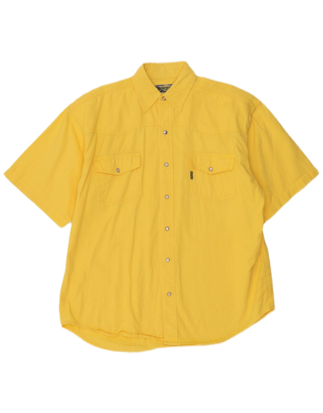 Vintage hombres camisa de manga corta algodón amarillo grande