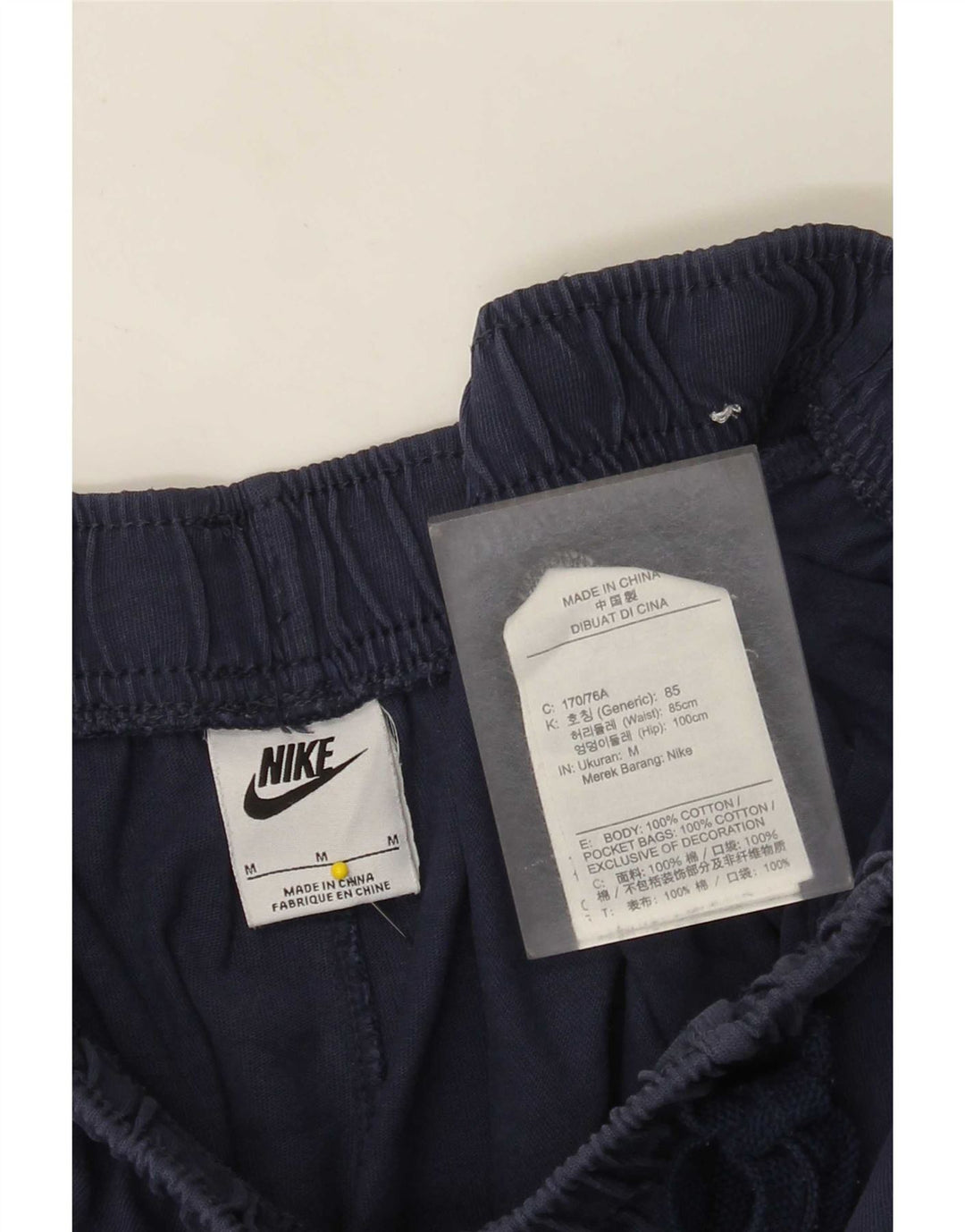 Pantalones cortos deportivos Nike para hombre de algodón azul marino mediano