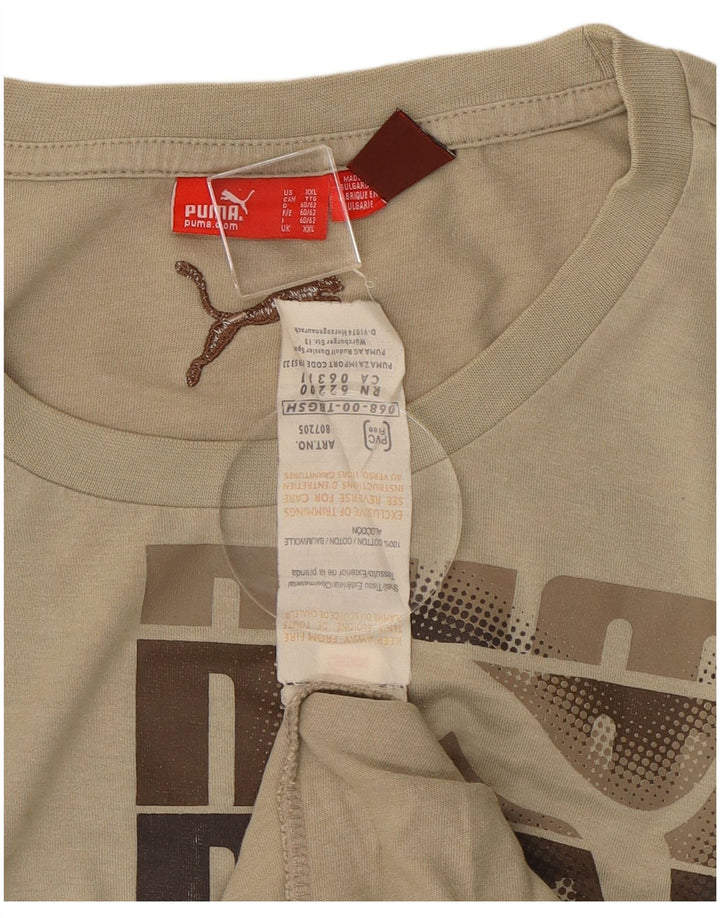 Puma Mens Graphic Top Manga Larga 2XL Algodón Beige