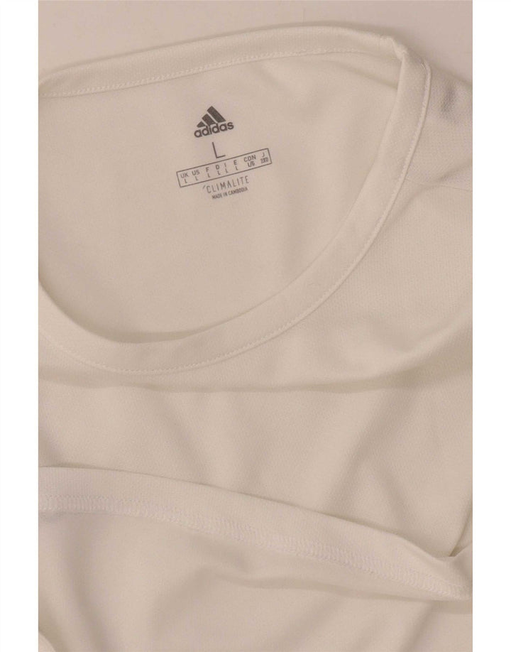 Adidas Mens Climalite Camiseta Top Grande Blanco Colorblock