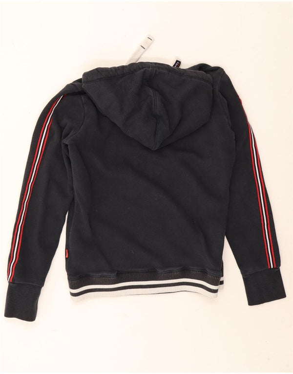 Superdry Suéter con capucha y cremallera gráfica para mujer Reino Unido 44 Grande Algodón azul marino