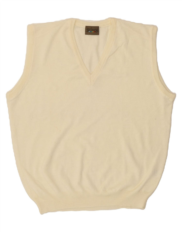 SEVRES Mens Vest Tank Top Large Off White Wool Vintage Sevres and Second-Hand Sevres from Messina Hembry 