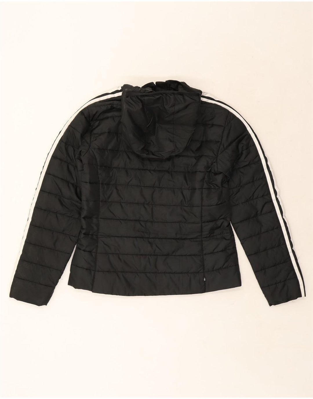 Adidas Chaqueta acolchada con capucha para mujer UK 12 Mediana Negro Poliéster