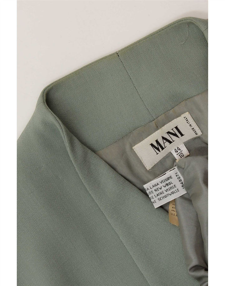 MANI Chaqueta Blazer Mujer 2 Botones IT 44 Lana Virgen Verde Medio