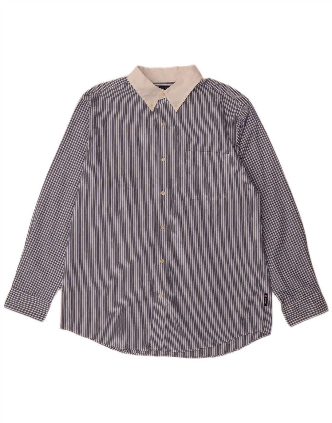 Chaps Camisa de fácil cuidado para hombre de algodón a rayas azules grandes
