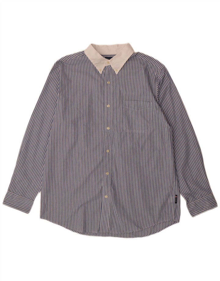 Chaps Camisa de fácil cuidado para hombre de algodón a rayas azules grandes