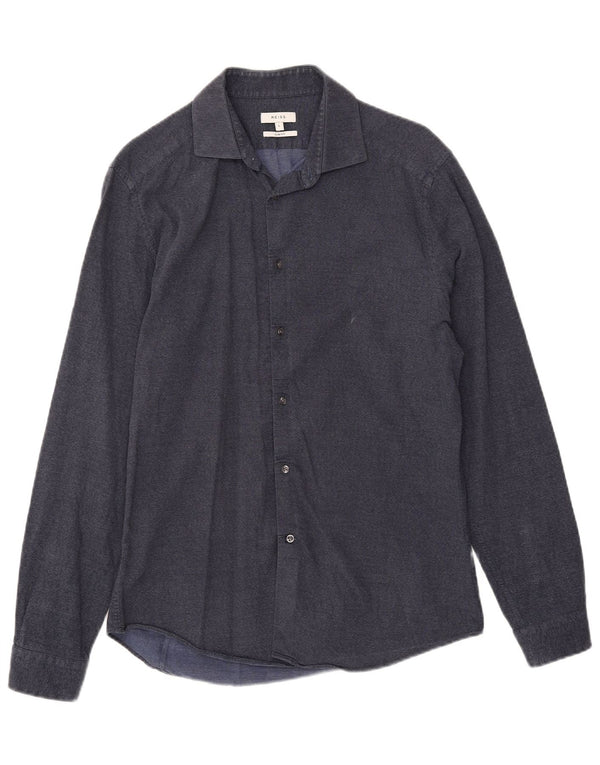 Camisa Reiss Slim Fit para hombre de algodón azul marino grande