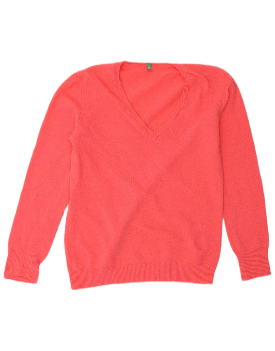 Benetton Jersey Con Cuello En V Para Mujer UK 42 Rosa Mediano