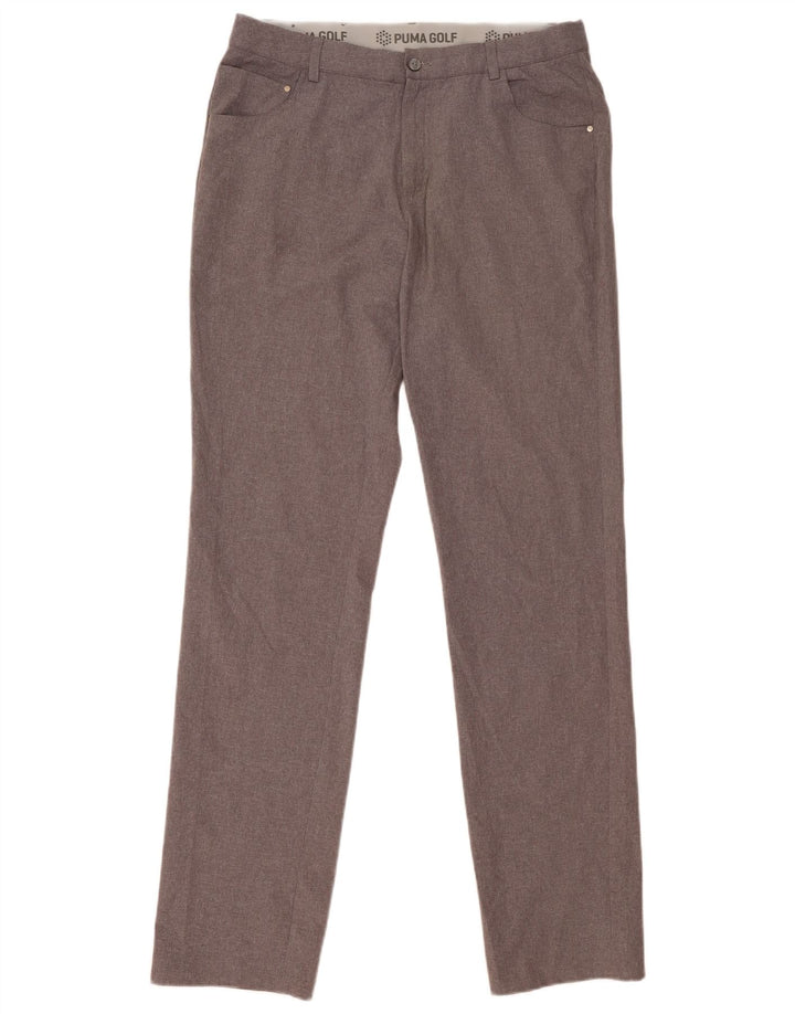 Puma Pantalones casuales ajustados para hombre W34 L36 Poliéster gris