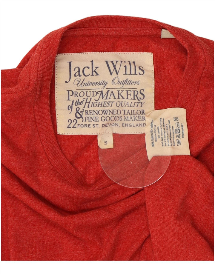 JACK WILLS Top gráfico para hombre de manga larga de algodón rojo pequeño