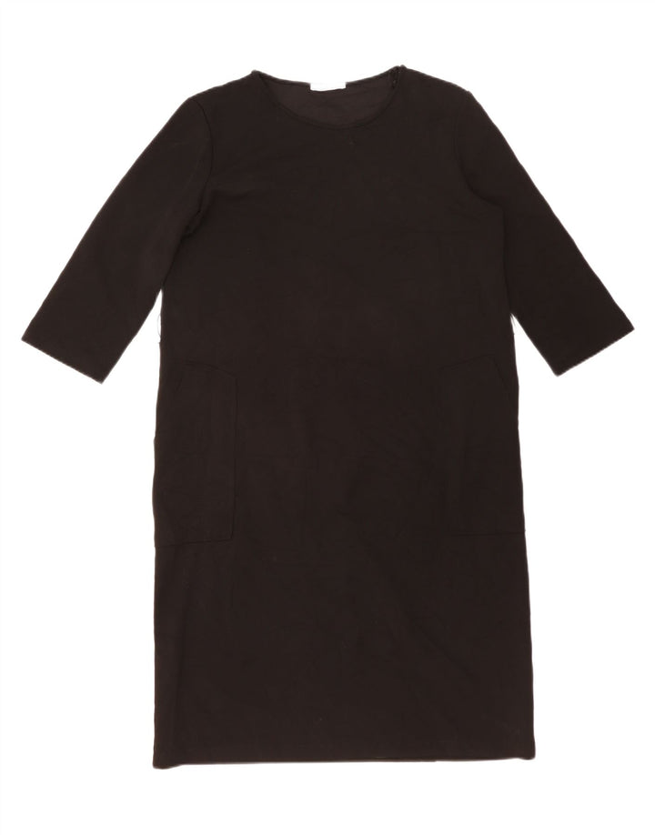 ZARA Vestido recto de manga 3/4 para mujer UK 44 Grande Poliéster negro