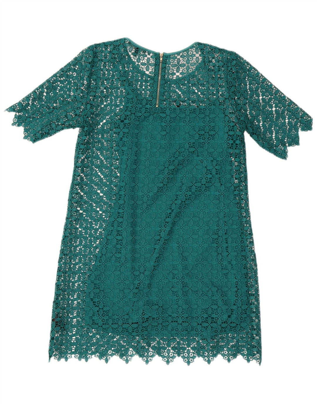 Next Vestido recto de encaje para mujer Petites UK 42 Poliéster geométrico verde medio