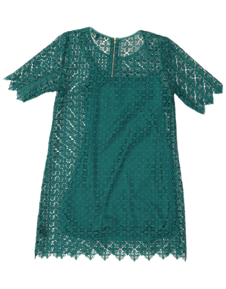 Next Vestido recto de encaje para mujer Petites UK 42 Poliéster geométrico verde medio