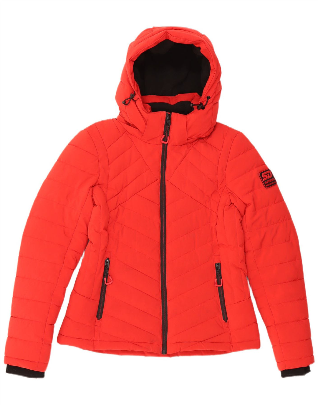 Superdry Chaqueta Acolchada Extragrande Con Capucha Para Mujer UK 10 Small Poliéster Rojo