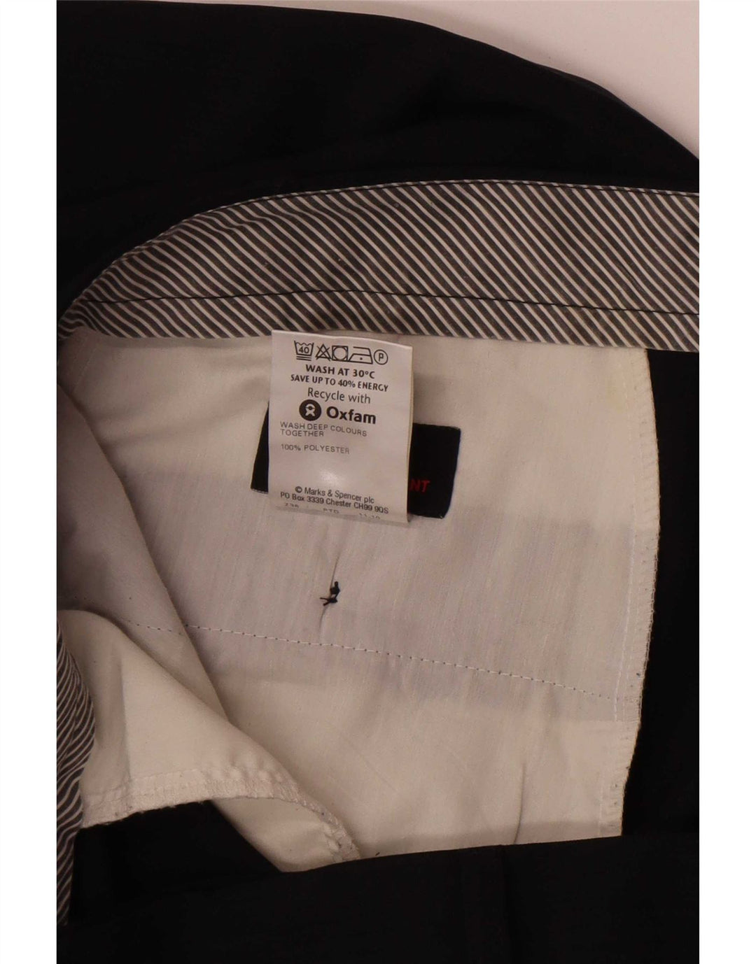 Marks & Spencer Pantalón de traje recto para hombre W38 L33 Poliéster azul marino