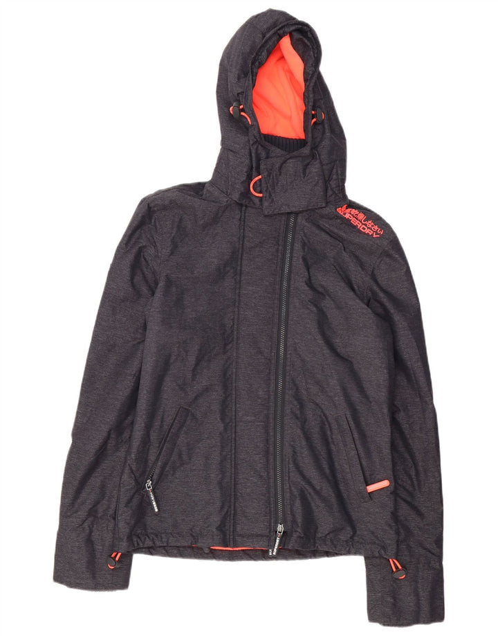 Superdry Chaqueta cortavientos con capucha Windcheater para mujer, talla 40, color gris