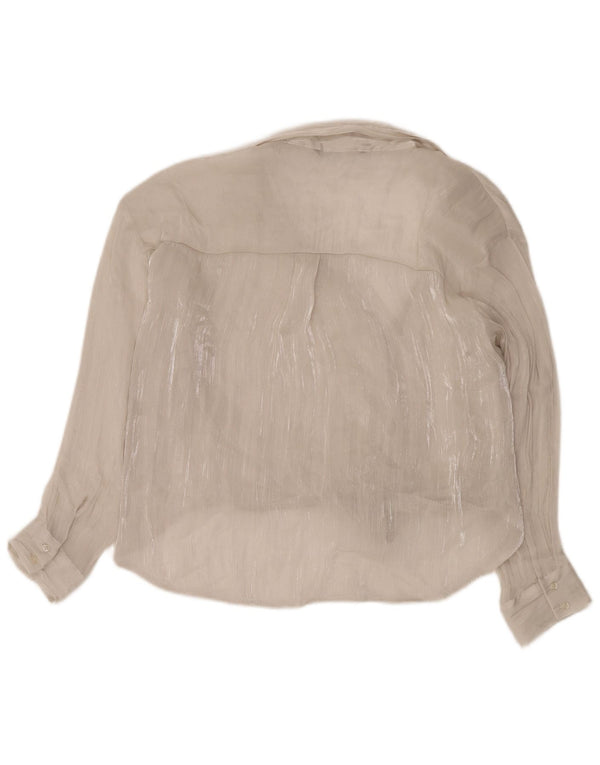 Zara Blusa camisera transparente de gran tamaño para mujer UK 44 Medium White