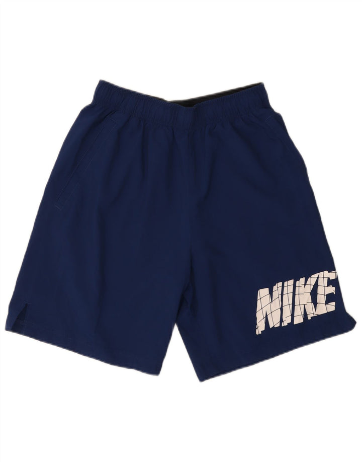 NIKE Pantalones cortos deportivos Dri Fit Graphic para hombre Poliéster azul marino mediano