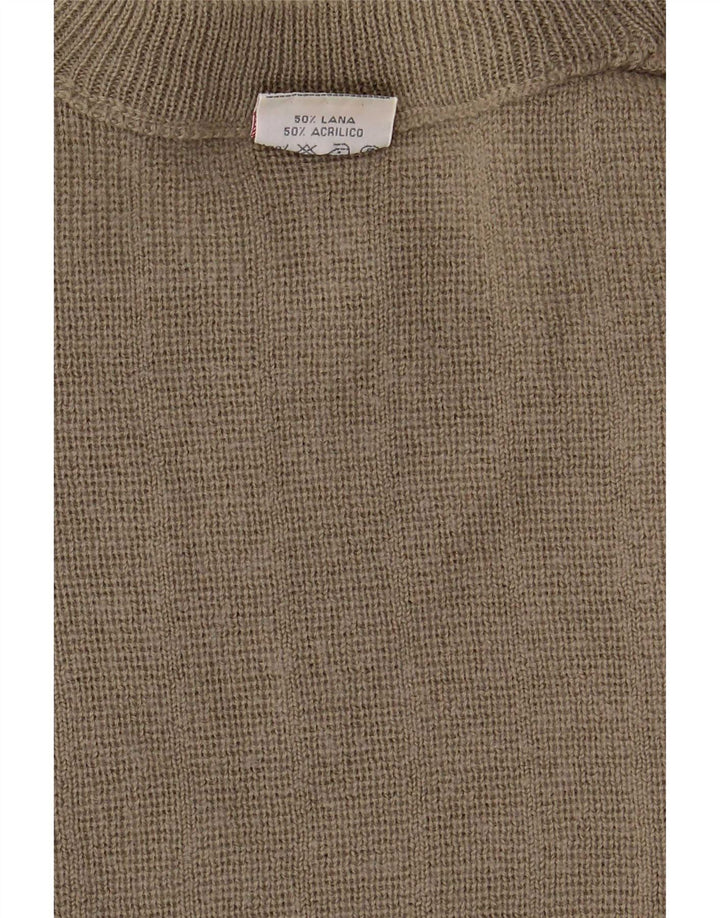 Bernardini Jersey De Cuello Redondo Hombre XL Lana Geométrica Caqui