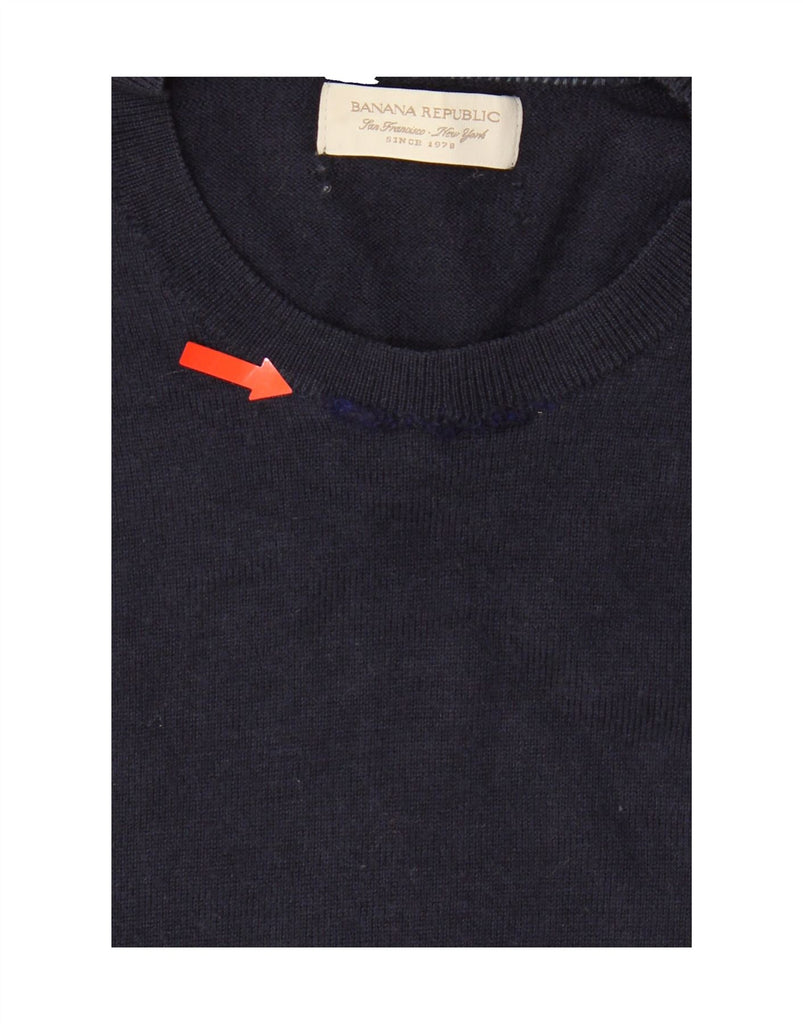 BANANA REPUBLIC Mens Crew Neck Jumper Sweater Medium Navy Blue Merino Wool Vintage Banana Republic and Second-Hand Banana Republic from Messina Hembry 