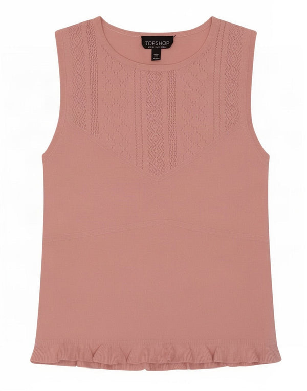 Topshop Blusa sin mangas para mujer UK 8 Small Viscosa rosa