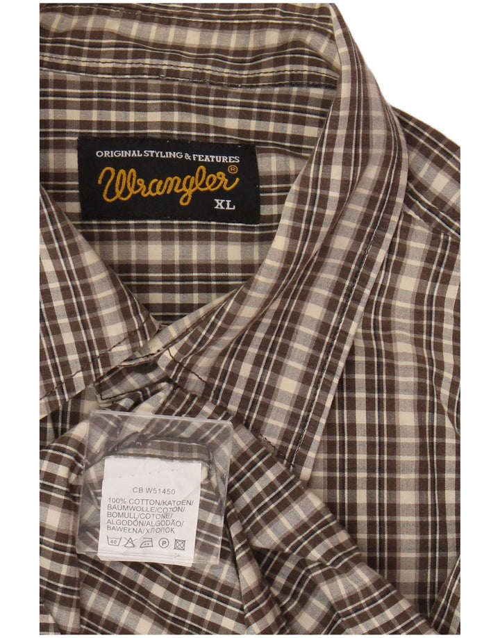 Wrangler Camisa De Franela Hombre XL Algodón A Cuadros Marrón