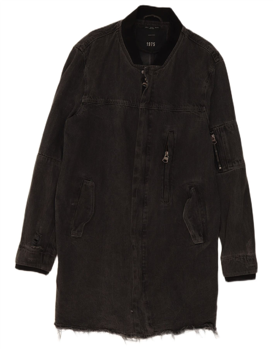 Zara Hombre Abrigo Denim UK 42 XL Algodón Gris