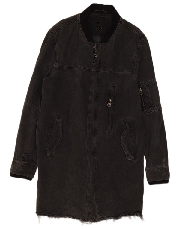 Zara Hombre Abrigo Denim UK 42 XL Algodón Gris