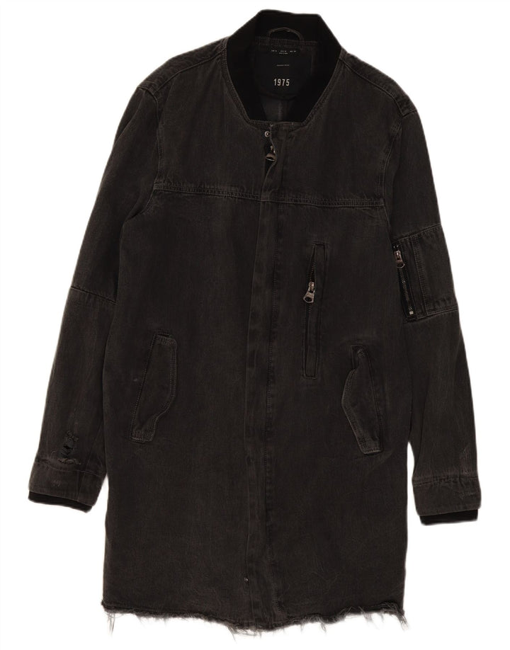 Zara Hombre Abrigo Denim UK 42 XL Algodón Gris
