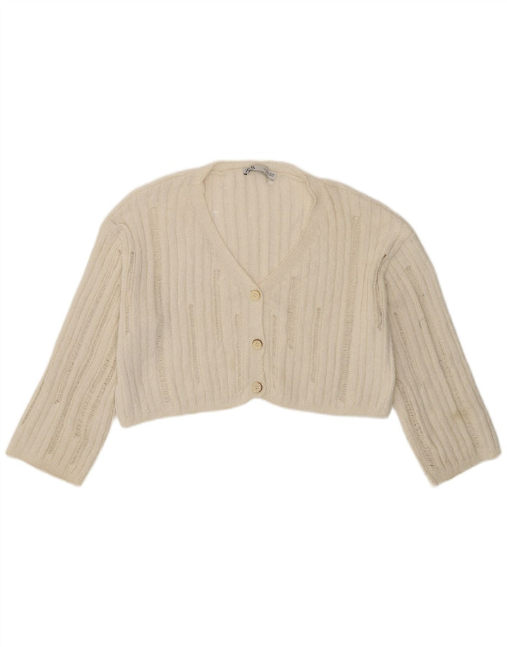 Zara Jersey Bolero Extragrande para Mujer UK 10 Small Off White