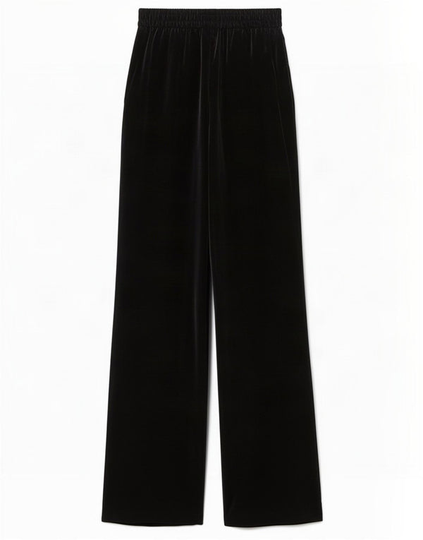 Zara Womens Wide Leg Velour Casual Trousers XS W24 L35 Black Polyester