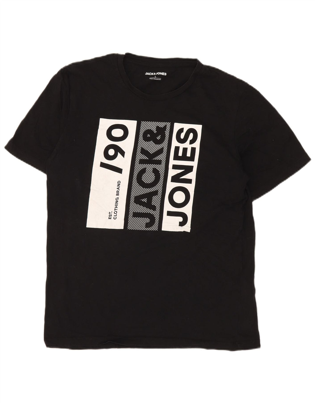 Jack & Jones - Camiseta gráfica para hombre, talla grande, algodón negro