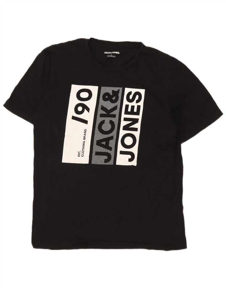 Jack & Jones - Camiseta gráfica para hombre, talla grande, algodón negro