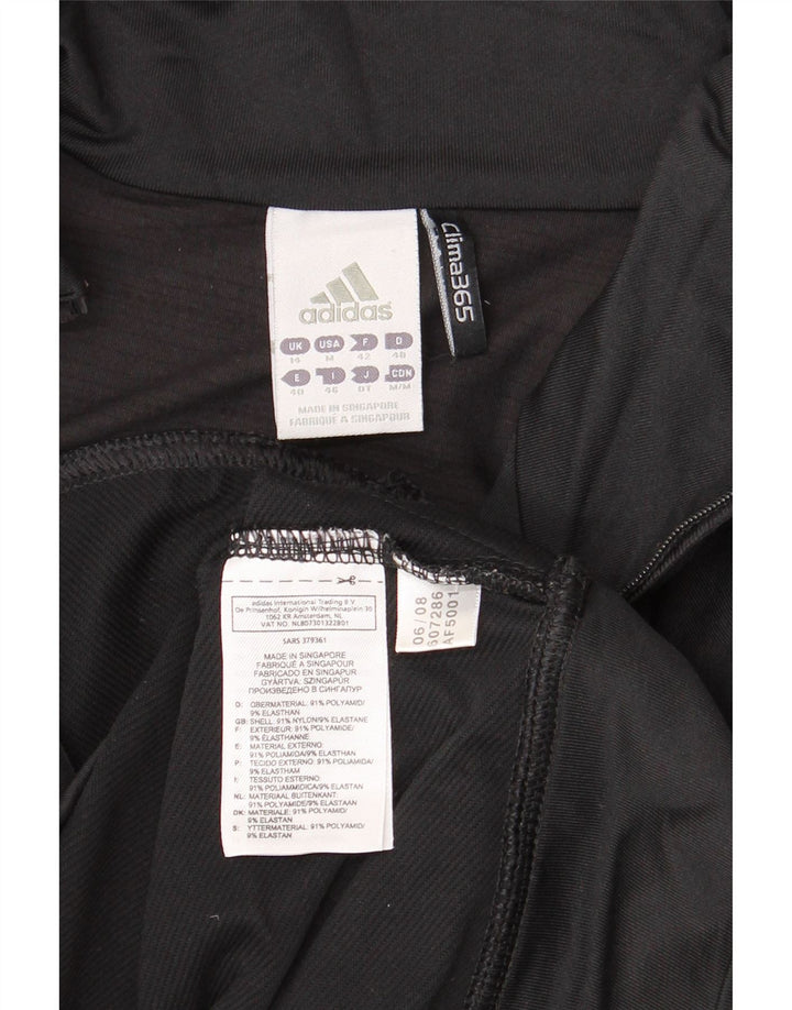 ADIDAS Mujer Climalite Chándal Top Chaqueta UK 14 Grande Poliamida Negra