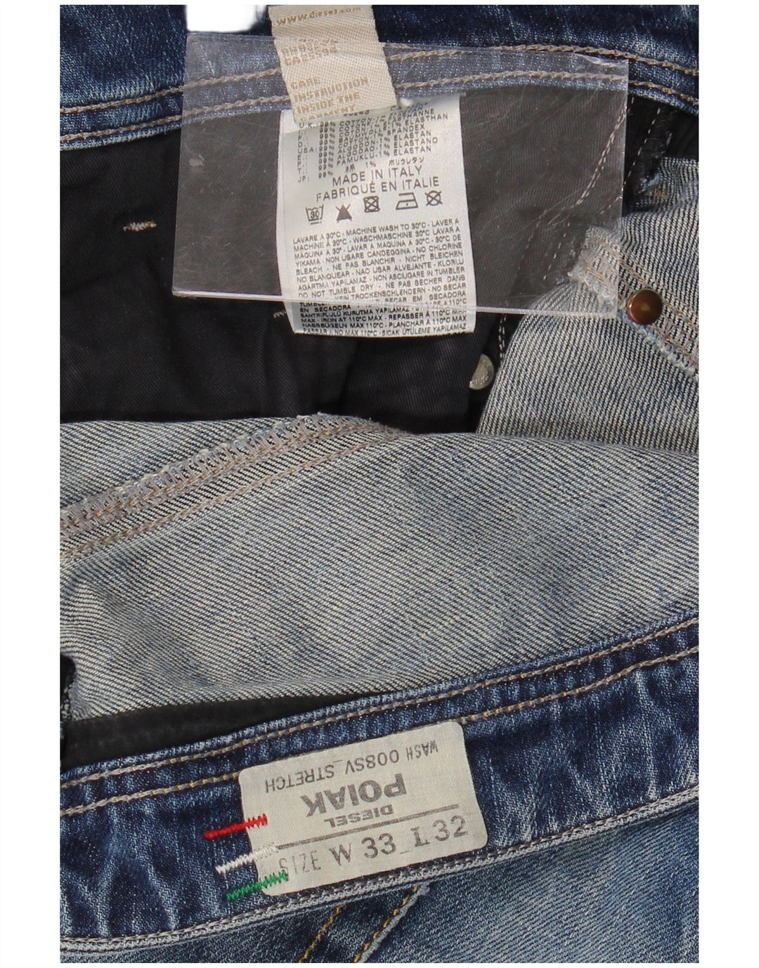 DIESEL Vaqueros rectos Poiak para hombre W33 L32 Algodón azul marino