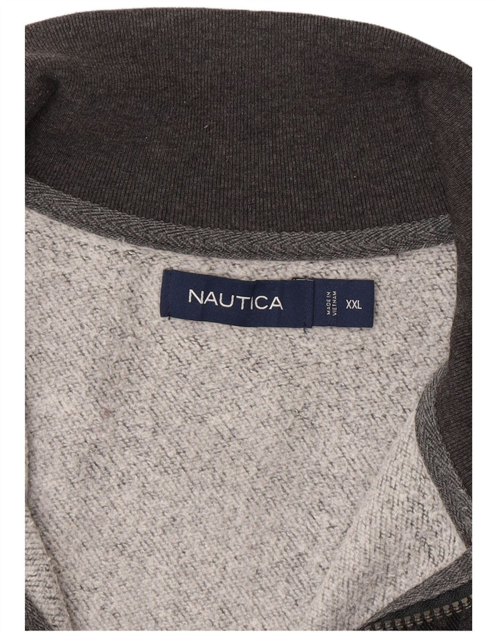 Nautica Sudadera con cuello con cremallera para hombre, talla 2XL, color gris