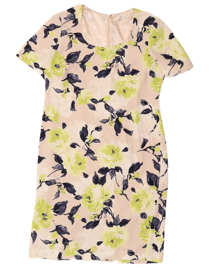 JACQUES VERT Vestido tubo de manga corta para mujer UK 42 Medio Beige Floral
