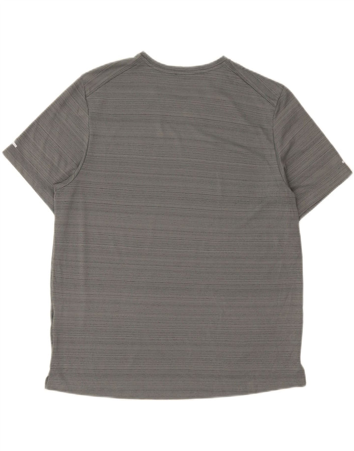 Camiseta Nike Dri Fit para hombre Top grande gris con rayas de poliéster