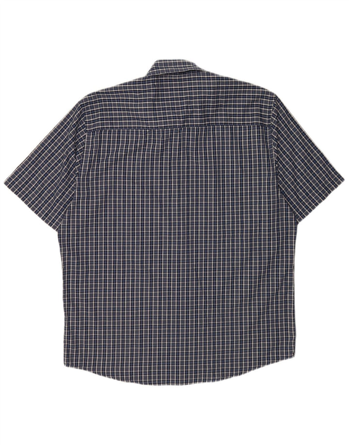 Pierre Cardin Camisa de manga corta para hombre de corte regular XL Poliéster a cuadros azules