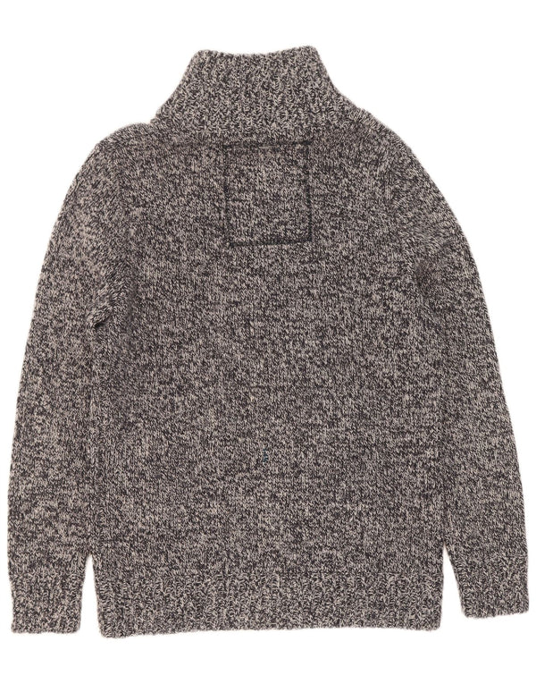 Superdry Suéter tipo jersey con cuello y cremallera para hombre 2XL Acrílico moteado gris