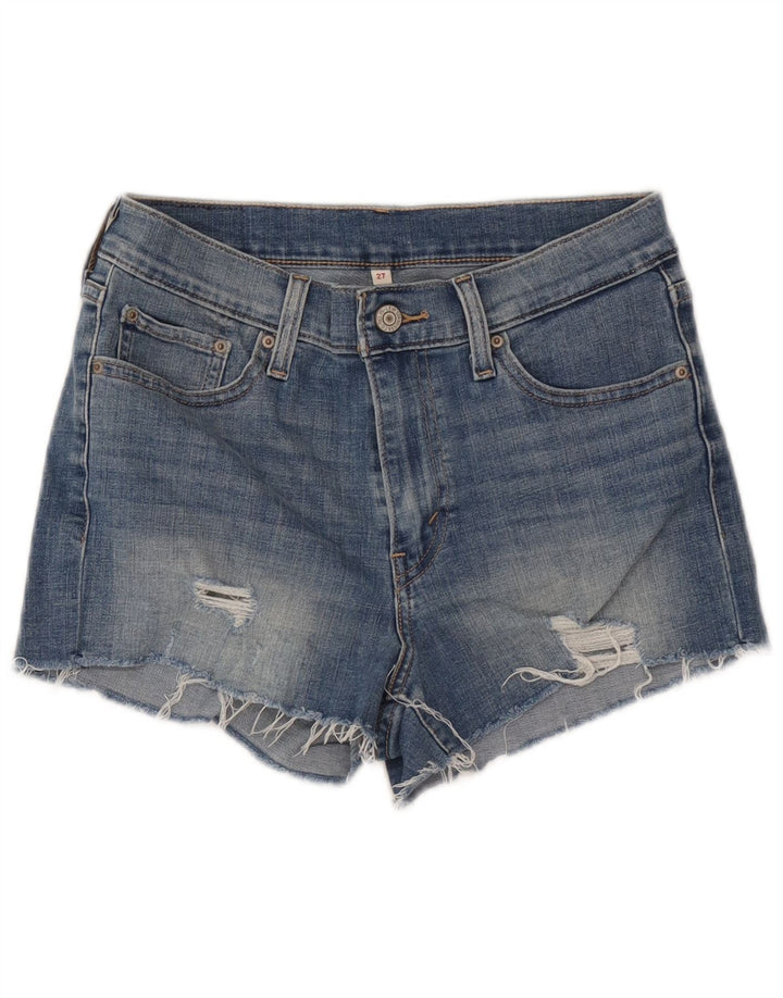 Levi's Mujer Pantalones Cortos De Mezclilla Desgastados W27 Pequeño Algodón Azul
