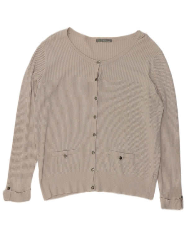 Marks & Spencer Suéter Cárdigan para Mujer UK 20 2XL Viscosa Beige