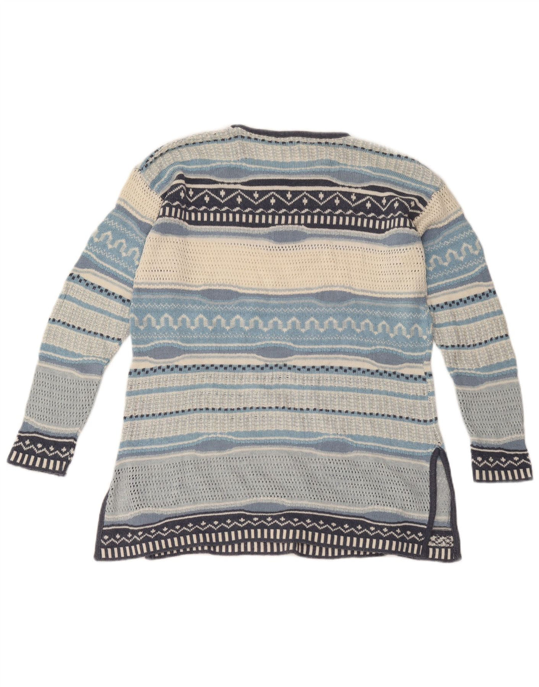 Vintage mujer barco cuello jersey suéter Reino Unido 12 medio multicolor rayas