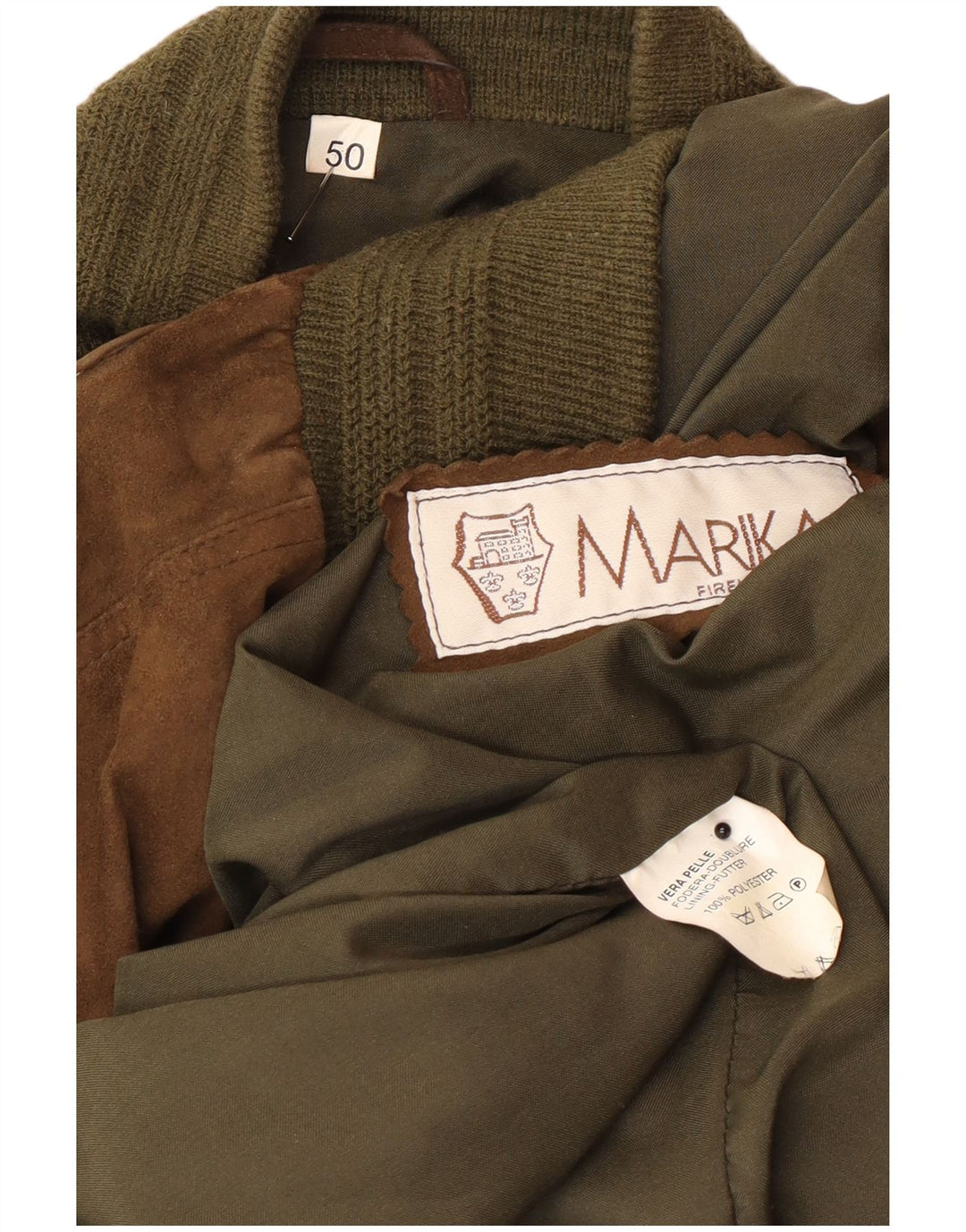 Vintage hombres ante bomber chaqueta IT 50 cuero marrón grande