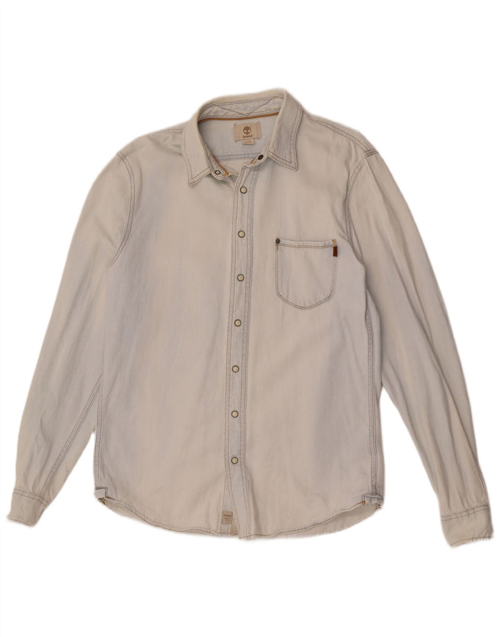 Camisa Timberland Hombre Slim Fit Denim Algodón Azul Medio