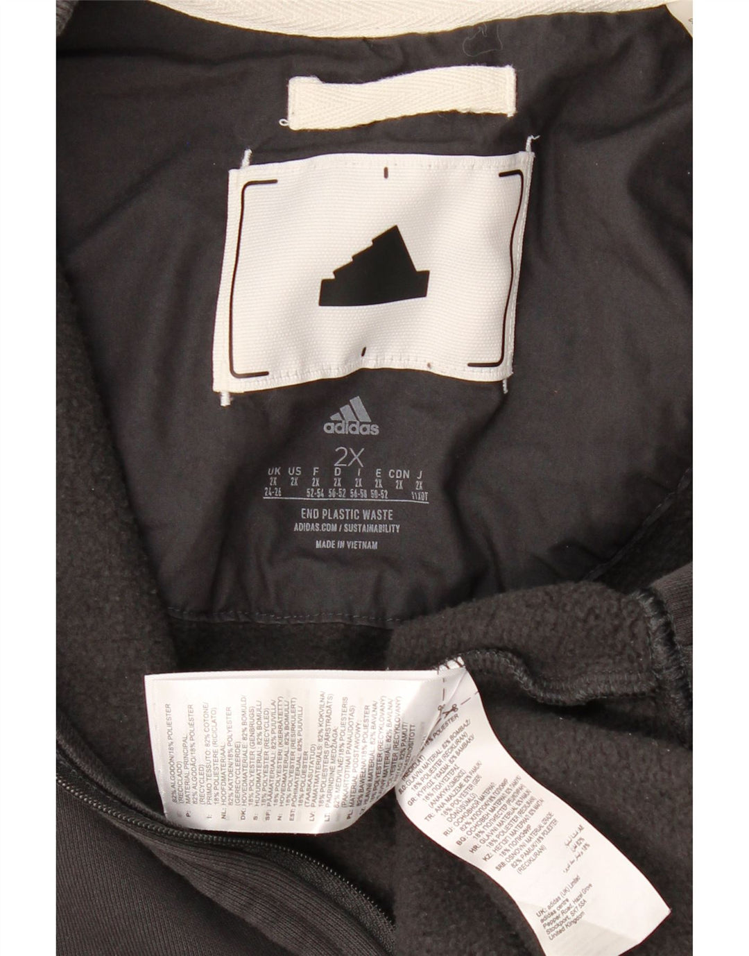 ADIDAS Vestido tipo sudadera con cuello y cremallera extragrande para mujer UK 24/26 2XL Gris