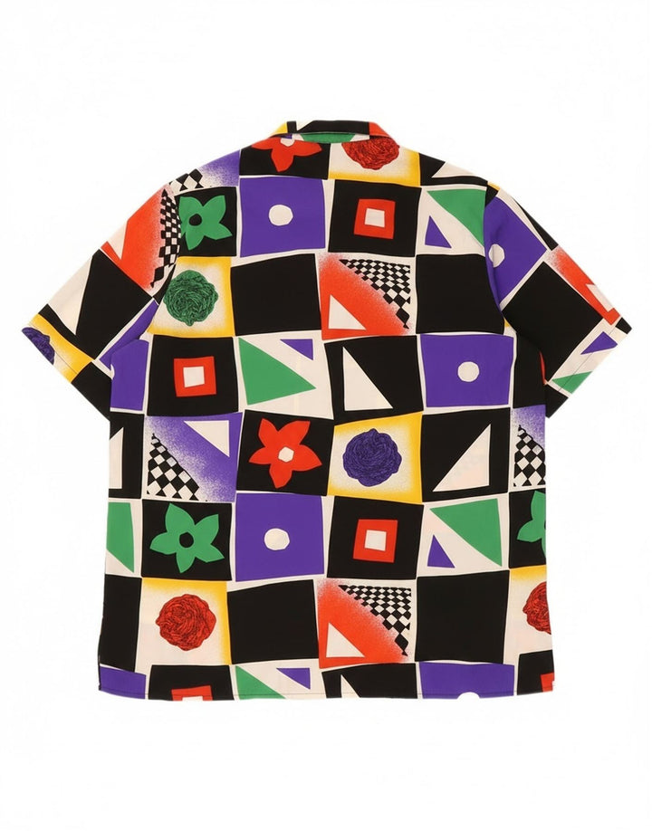 Vintage hombres patrón abstracto camisa medio multicolor geométrico