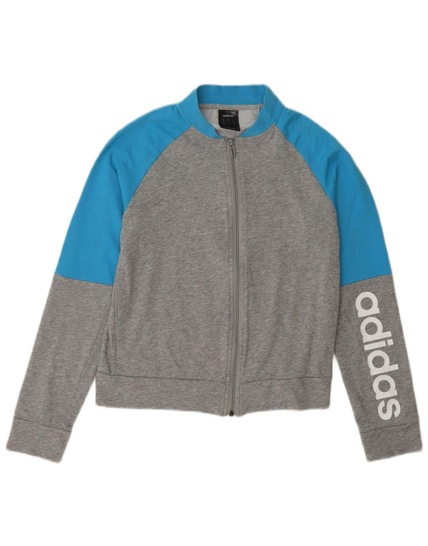 Adidas - Chaqueta de chándal gráfica para mujer, talla 8/10, color gris pequeño