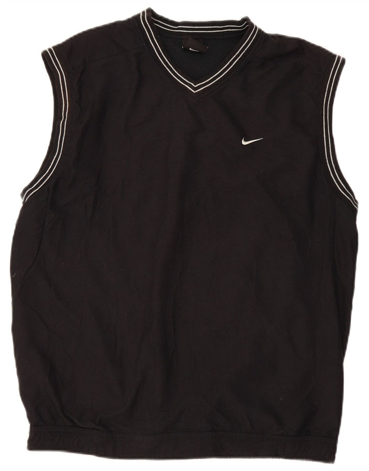 Nike Hombre Sin Mangas Jersey Chándal Top UK 39/41 Medio Negro Poliéster